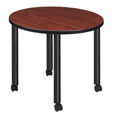 Regency Kee Mobile Tables, 30 W, 30 L, 29 H, Wood, Metal Top, Cherry TBMC30RNDCHBK